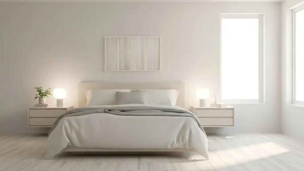 Minimalist Bed-Centered Layout Small Bedroom Layout